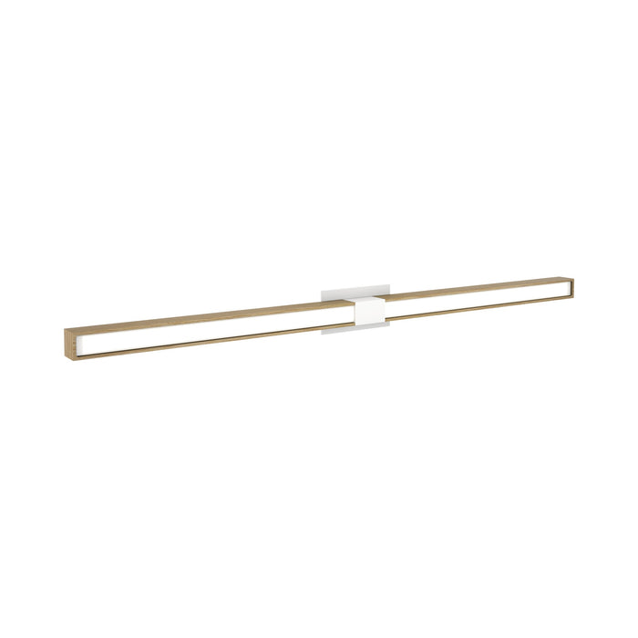 Tie Stix 2-Light 60-Inch LED Vanity Wall Light with Remote Power Supply in White/Wood White Oak (2.3" x 4.6" Rectangle).