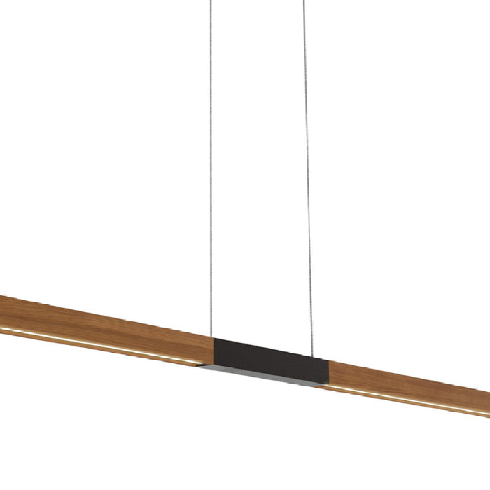 Tie Stix Center Feed Antique Bronze/Wood Cherry LED Linear Pendant Light in Detail.