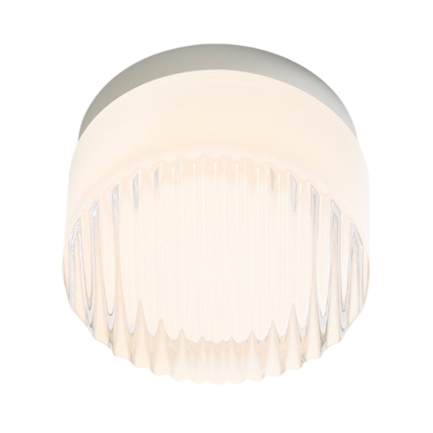 Crisp LED Flush Mount Ceiling Light in White Interior/Natural Anodized.
