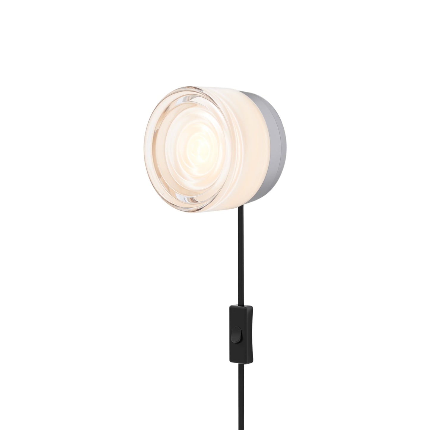 Ripple LED Plug-in Wall Light in White Interior/Natural Anodized.