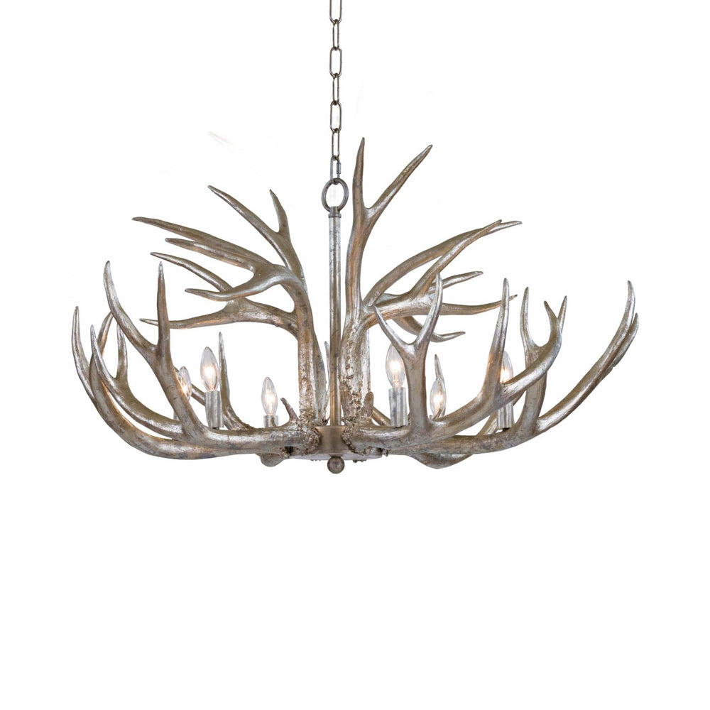 Antler Chandelier in Silver Leaf.