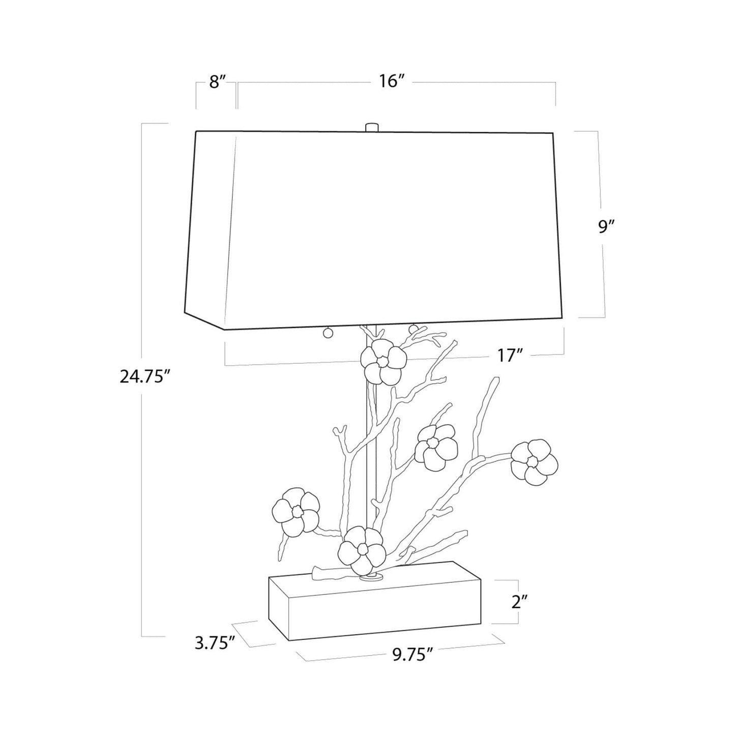 Cherise Table Lamp - line drawing.