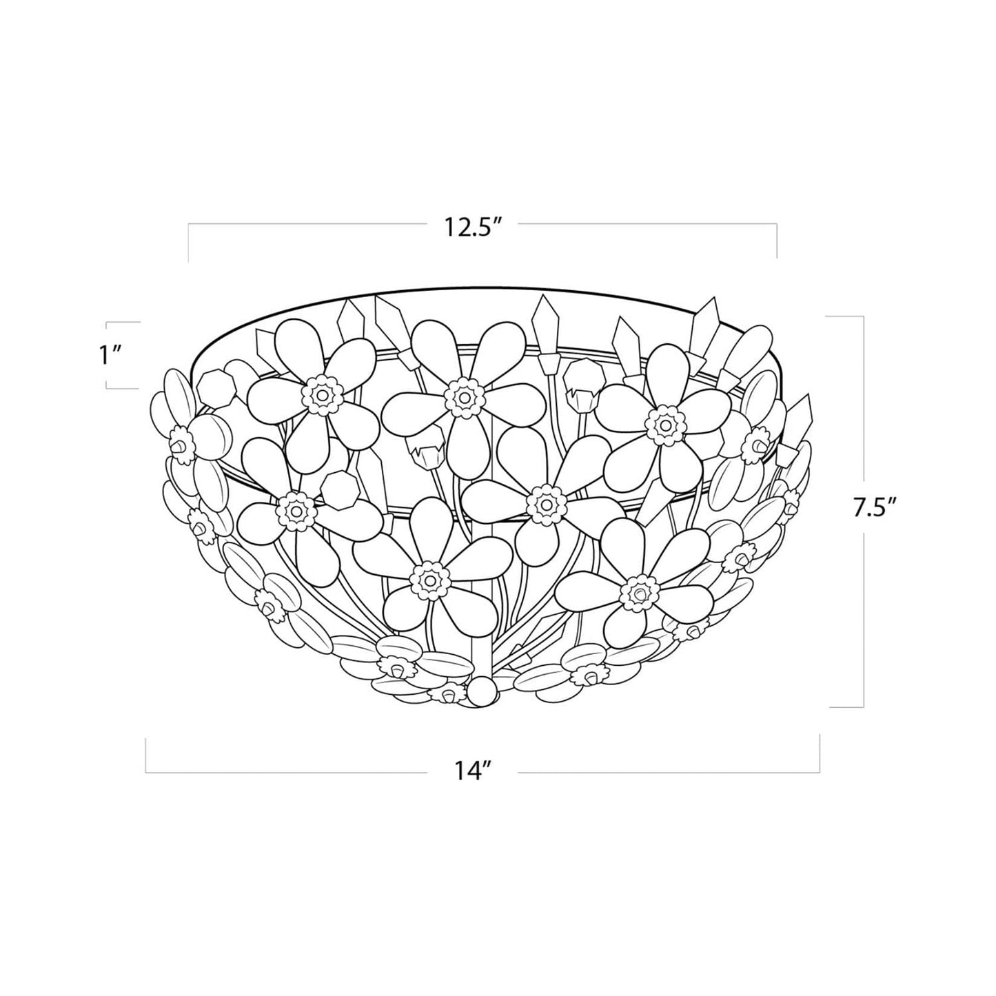 Cheshire Flush Mount Ceiling Light - line drawing.