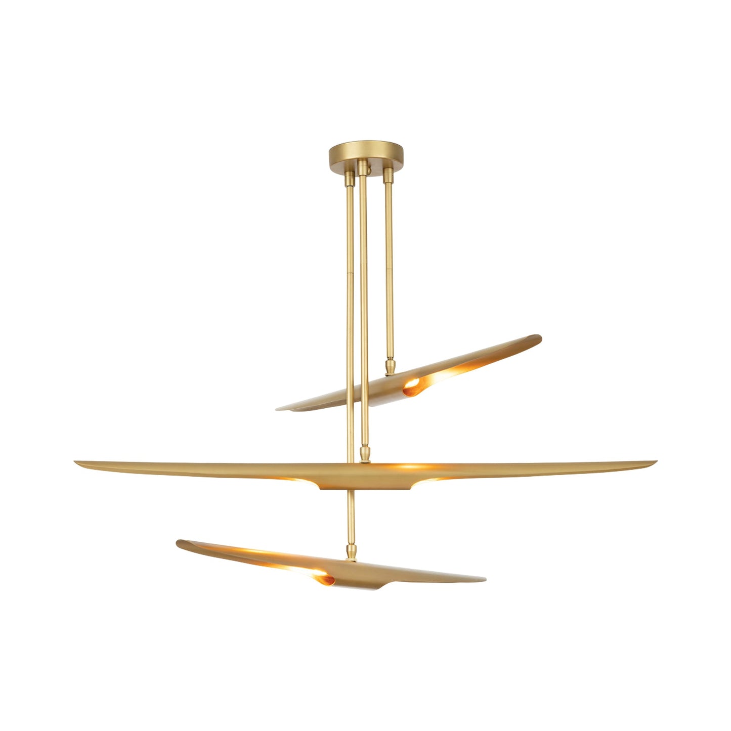 Concorde Chandelier in Natural Brass.