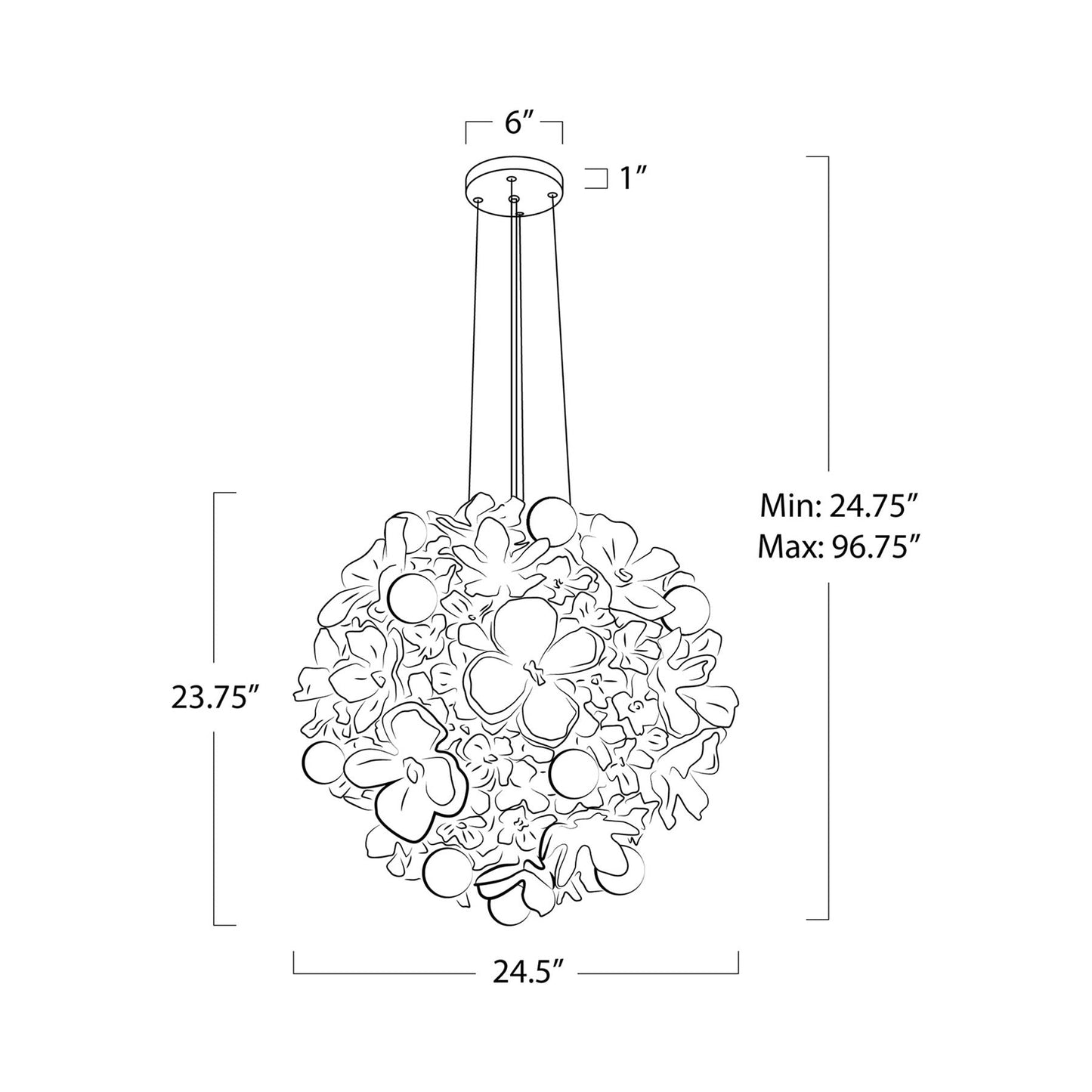 Dogwood Chandelier - line drawing.