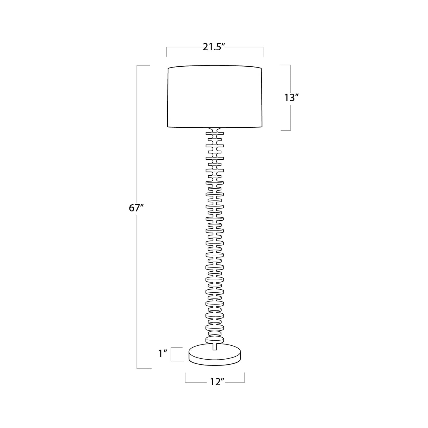 Fishbone Floor Lamp - line drawing.