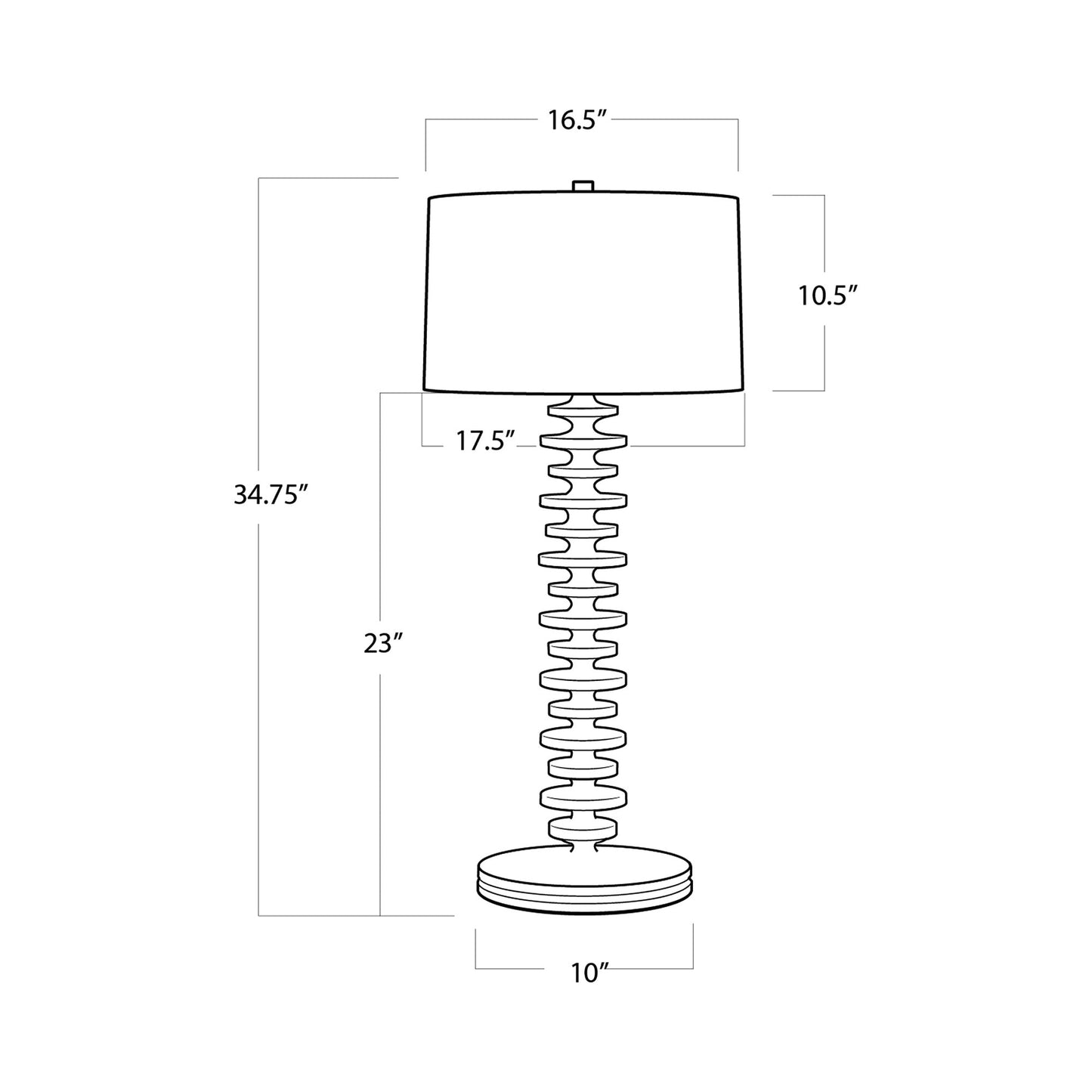 Fishbone Table Lamp - line drawing.