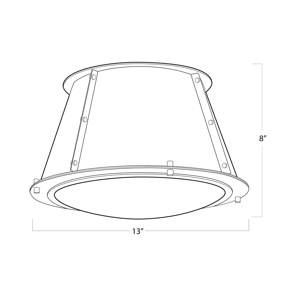 French Flush Mount Ceiling Light - line drawing.