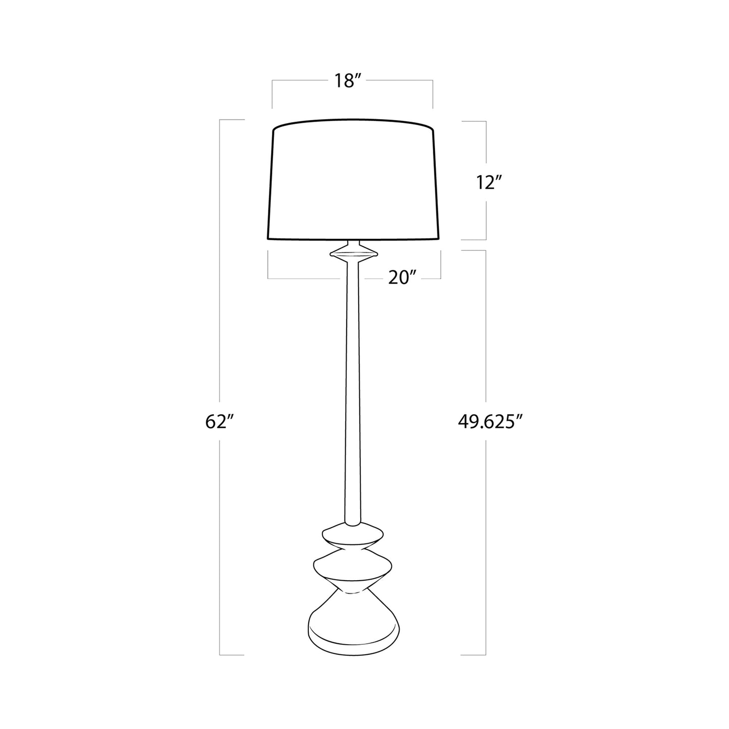 Hope Floor Lamp - line drawing.