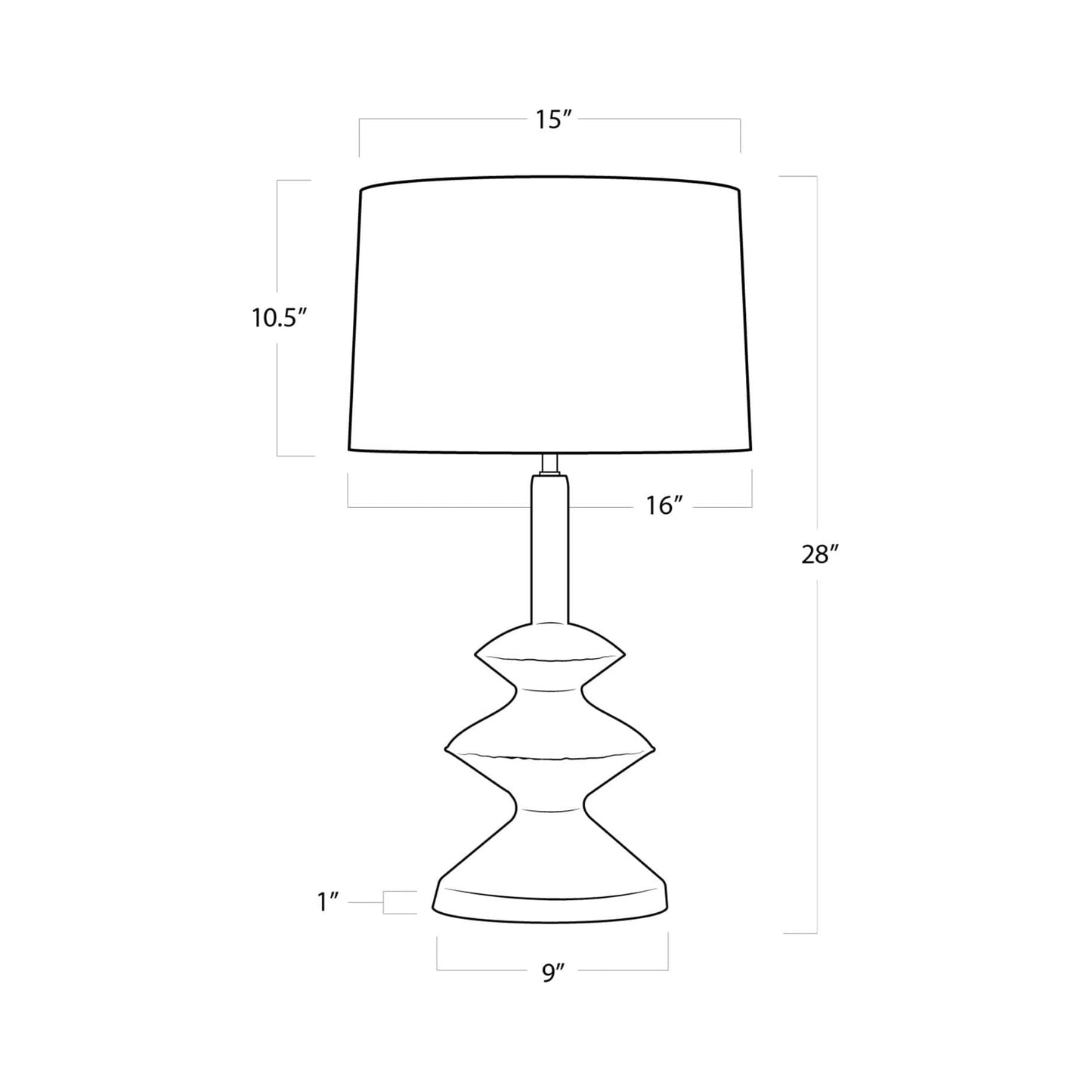 Hope Table Lamp - line drawing.