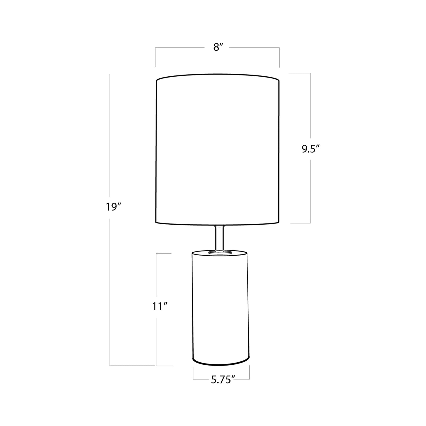 Jade Table Lamp - line drawing.