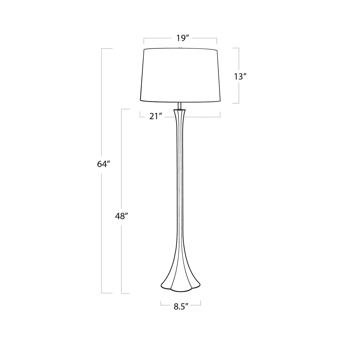Lillian Floor Lamp - line drawing.