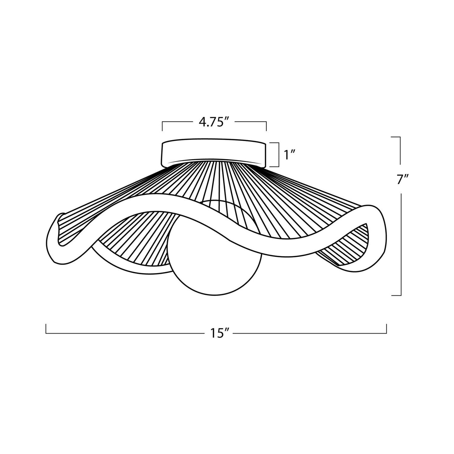 Provence Flush Mount Ceiling Light - line drawing.