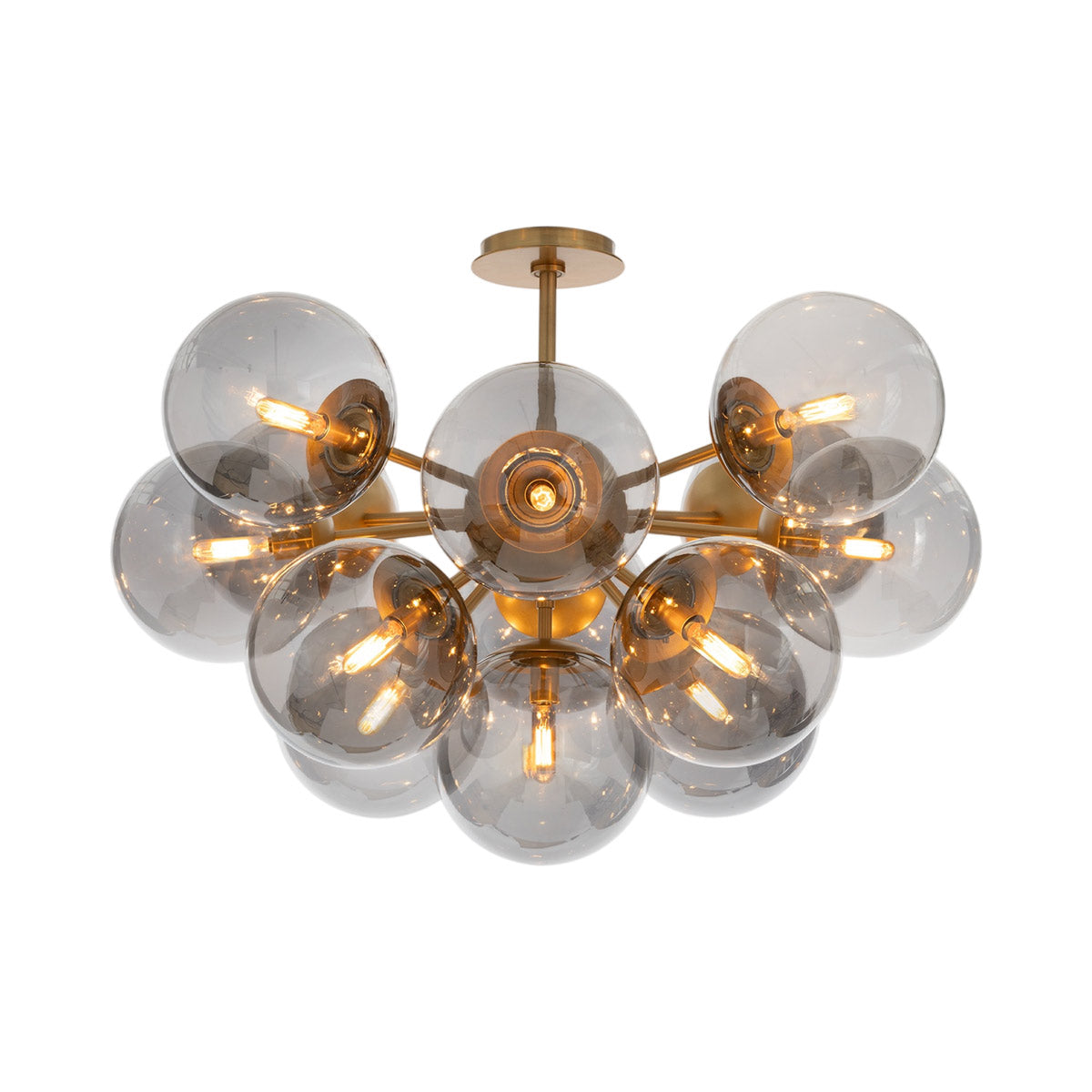 Shine Flush Mount Ceiling Light in Natural Brass.