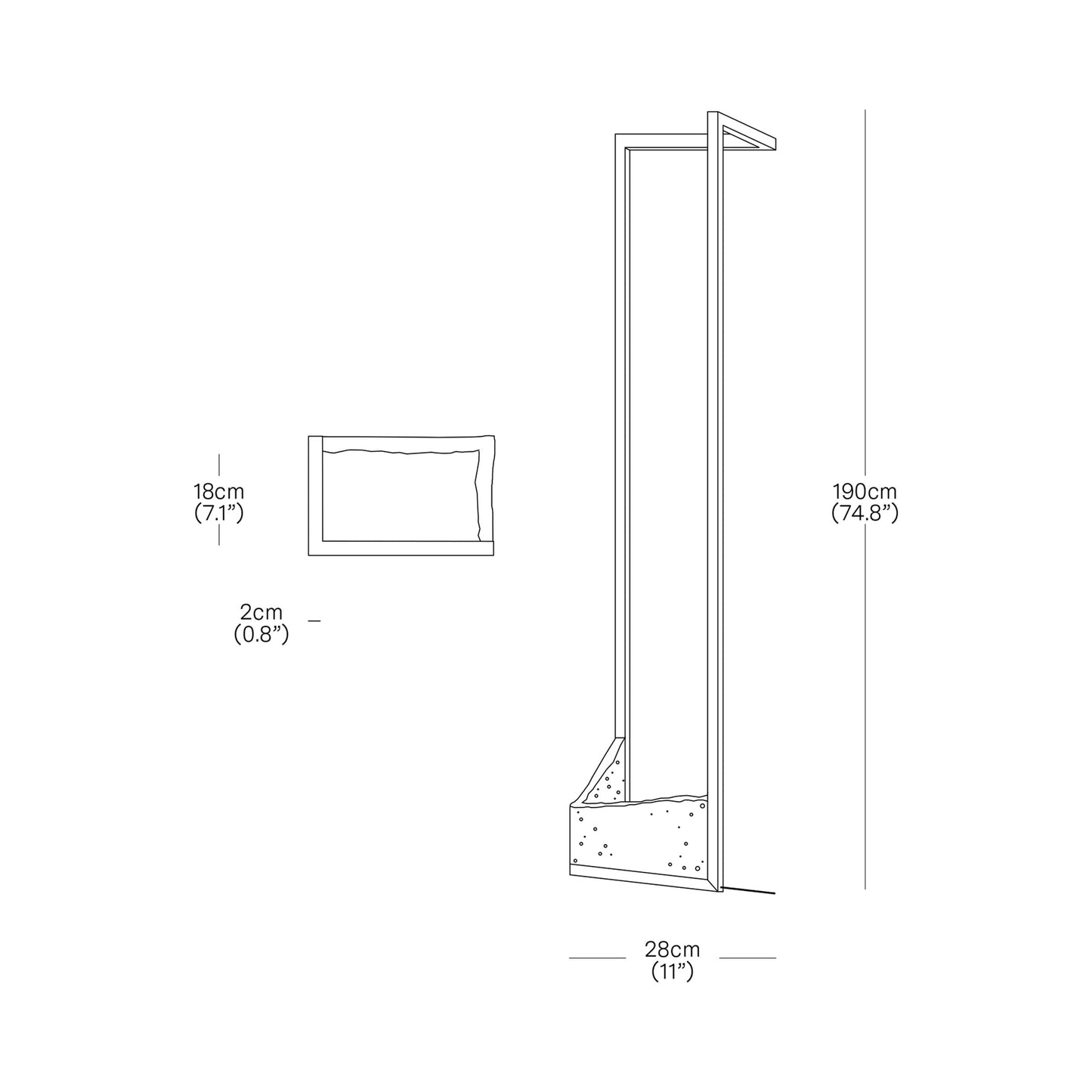 Foundry LED Floor Lamp - line drawing.