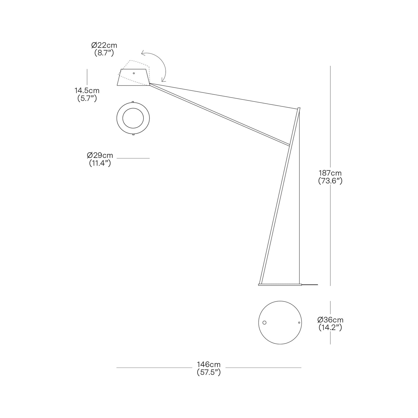 Spar Floor Lamp - line drawing.