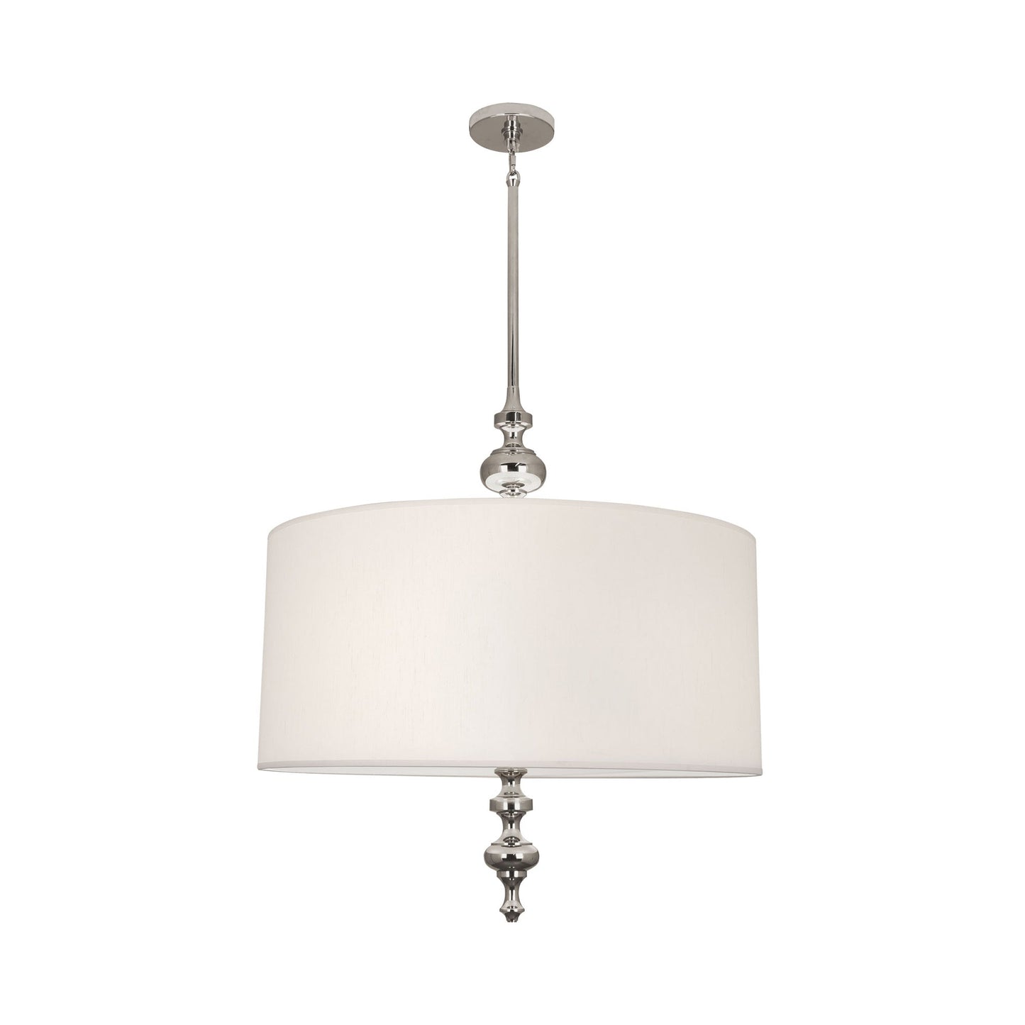 Arthur Pendant Light in Polished Nickel.