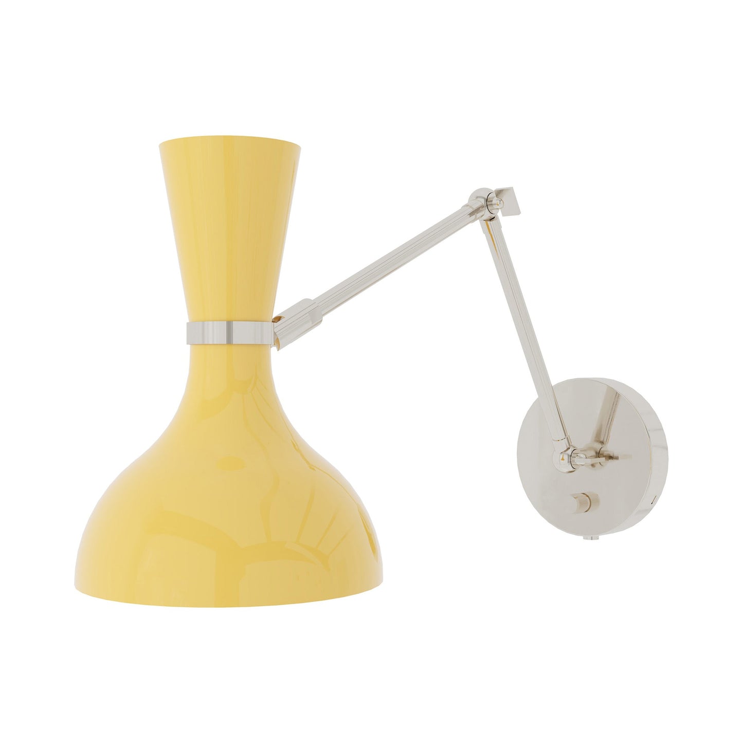 Clare Adjustable Wall Light in Polished Nickel/Sunset.