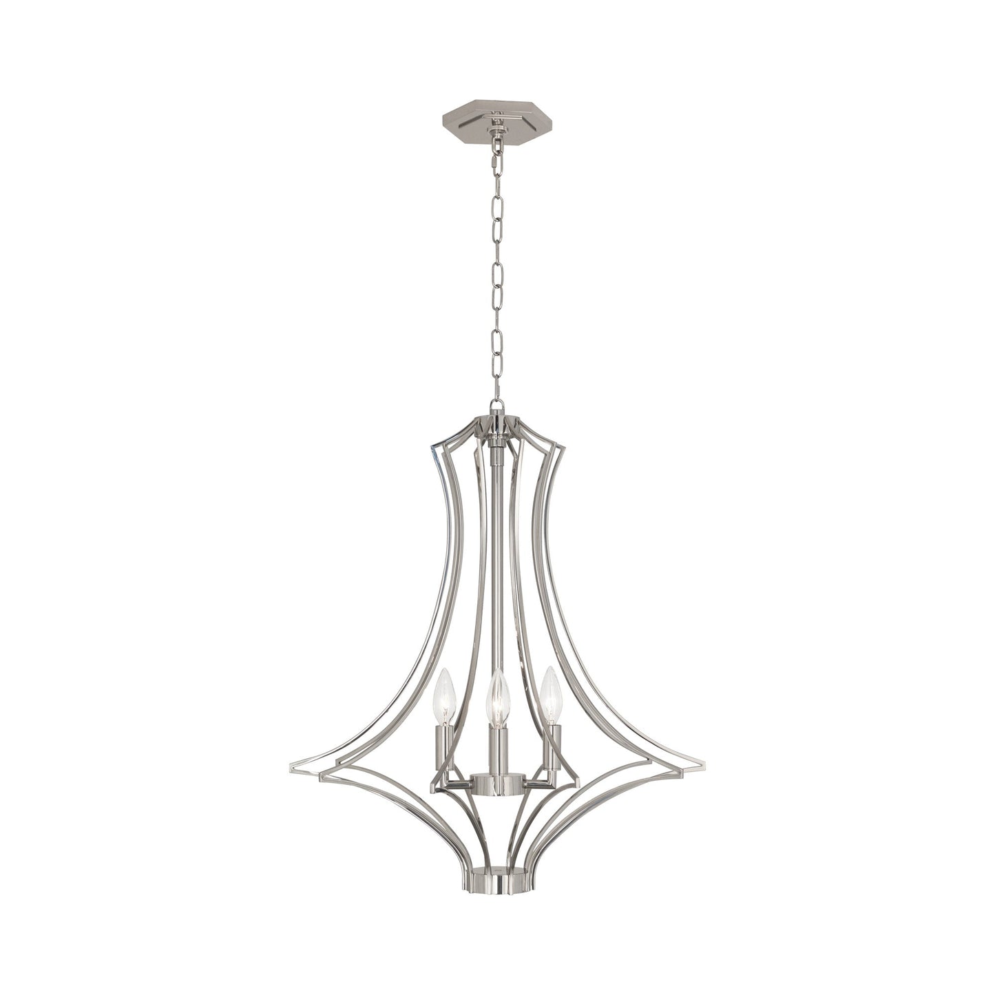 Grace Chandelier in Polished Nickel.