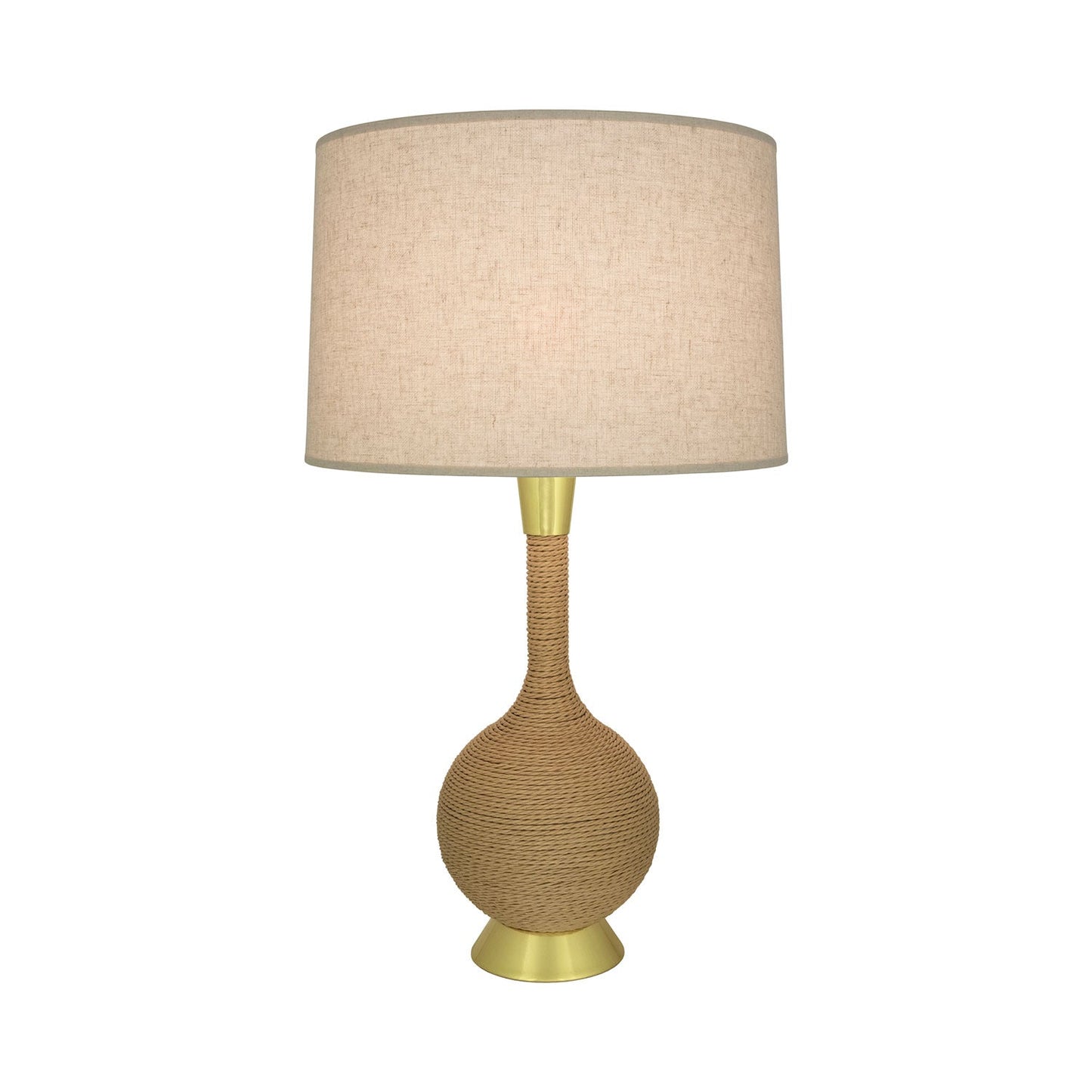 Hatteras Table Lamp in Modern Brass/Open Weave Heather Linen.