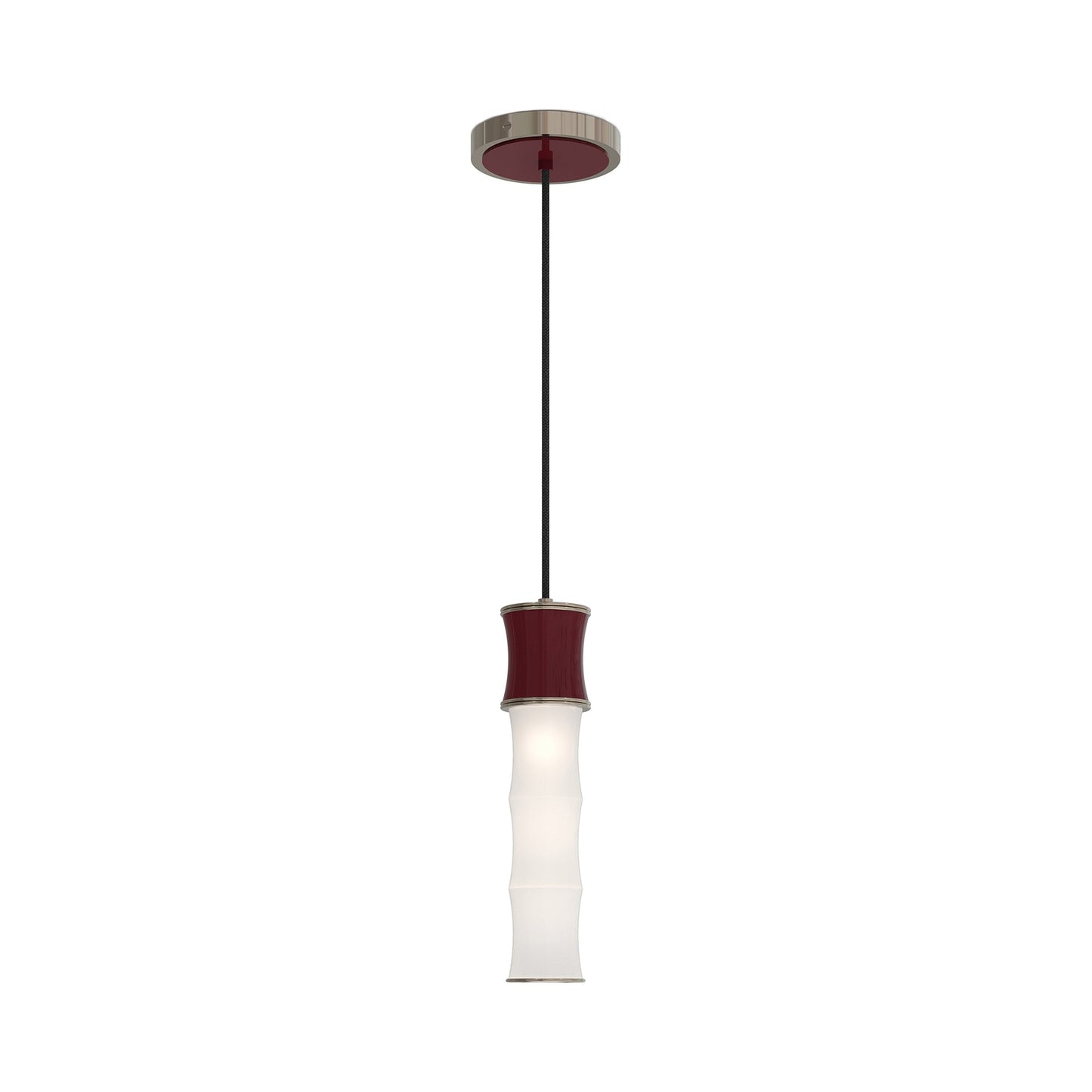 Kane Pendant Light in Sugar Plum/Polished Nickel.