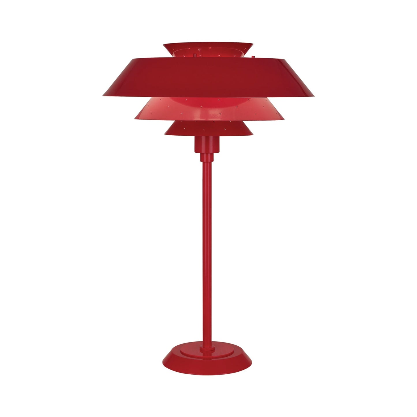 Pierce Perforated Table Lamp in Ruby Red.