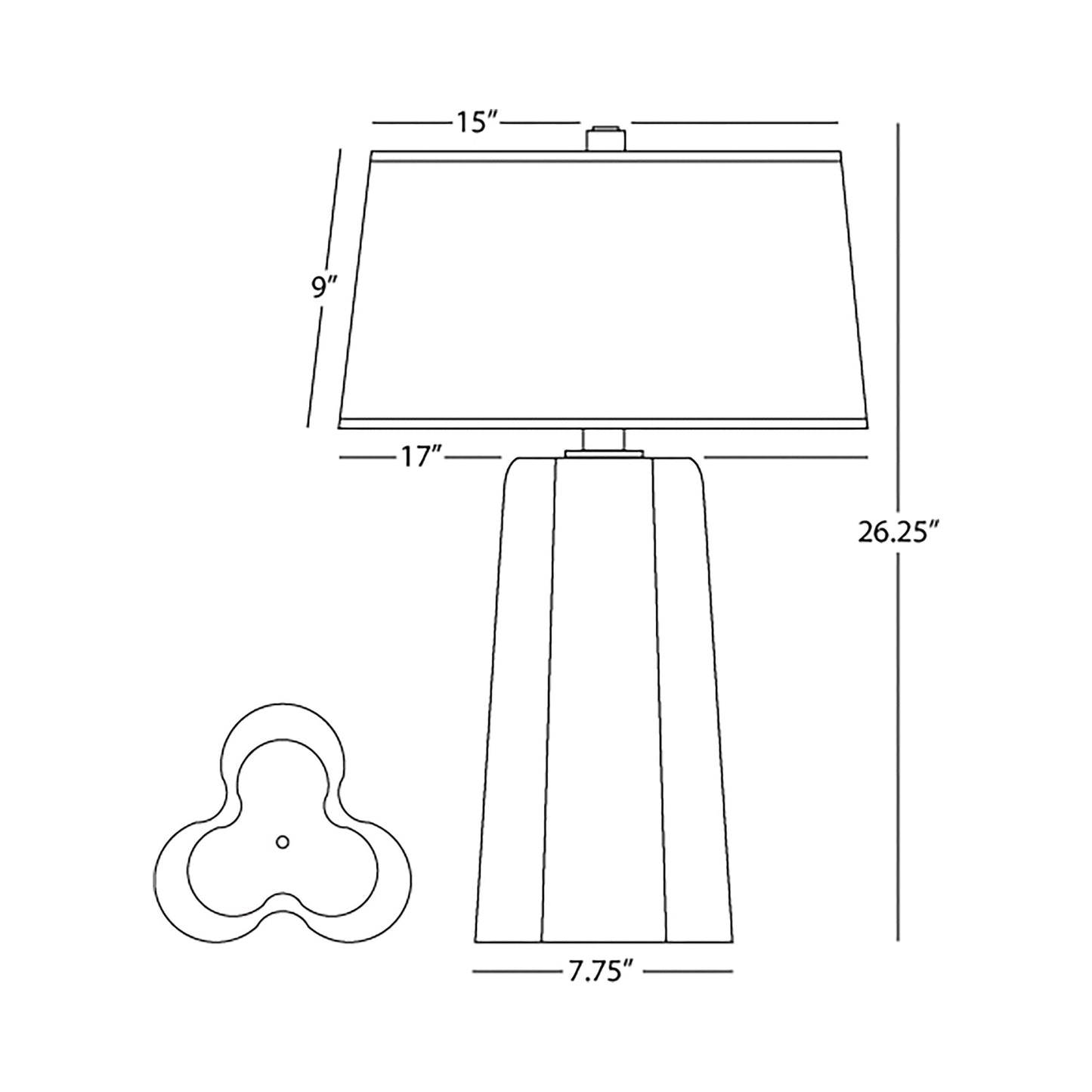 Wavy Table Lamp - line drawing.