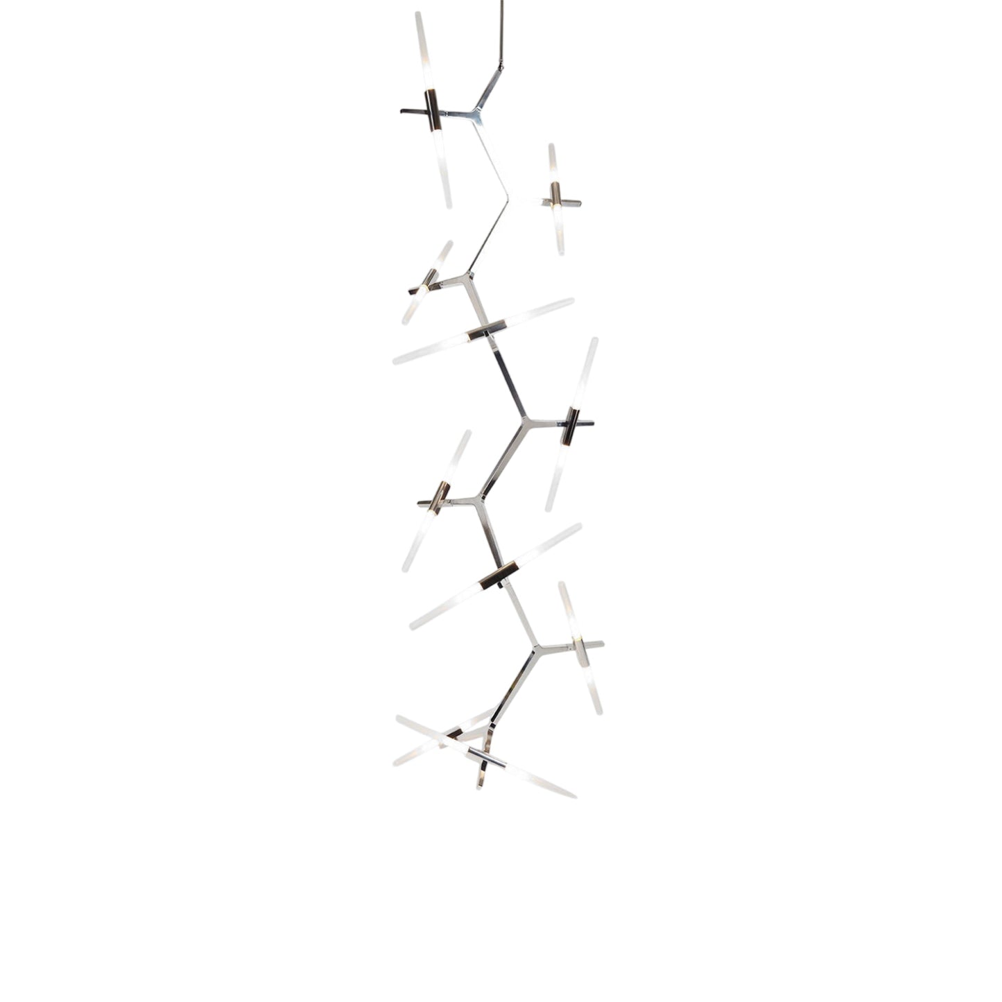 Agnes Cascade Chandelier in Polished Nickel/Straight-cut.