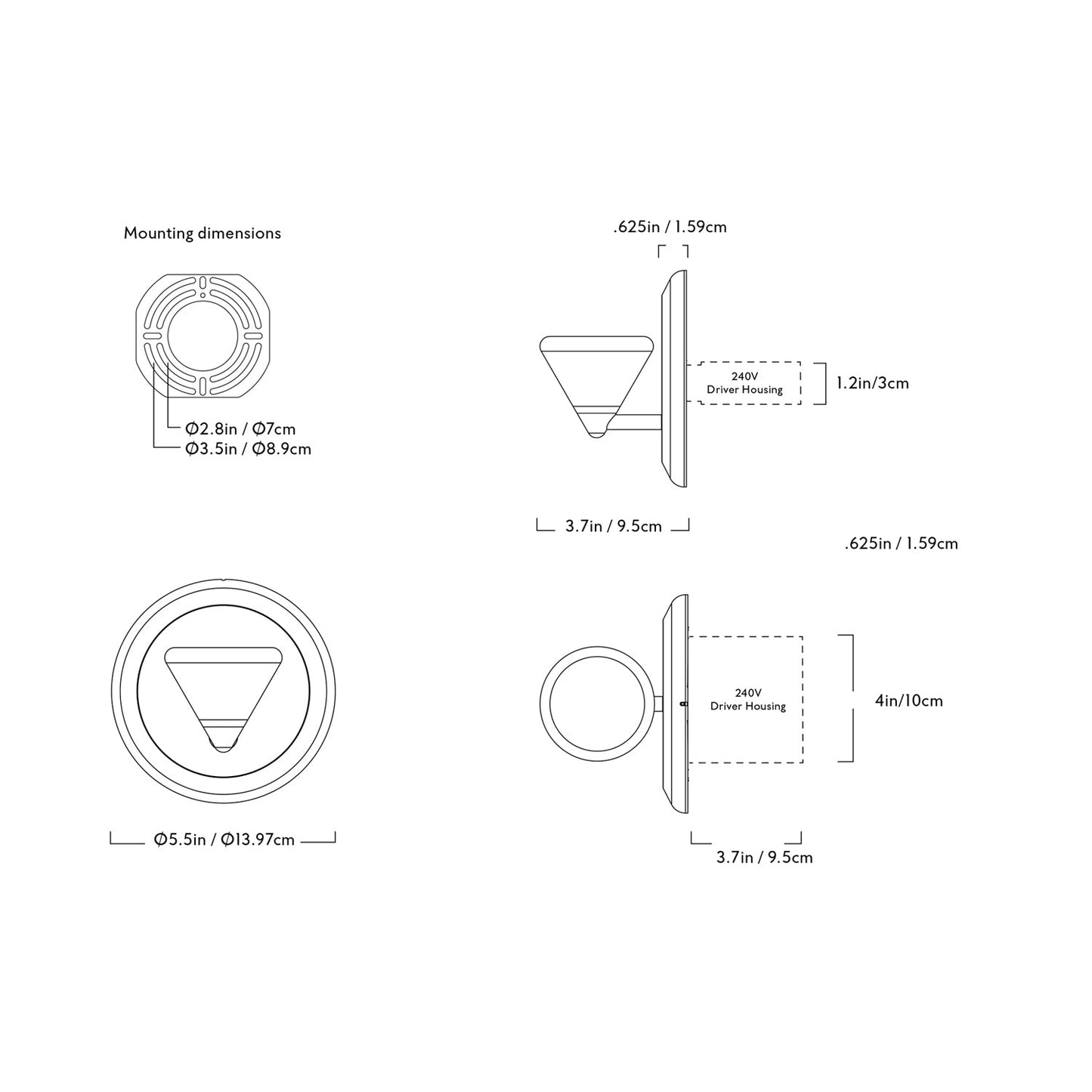 Apollo LED Wall Light - line drawing.