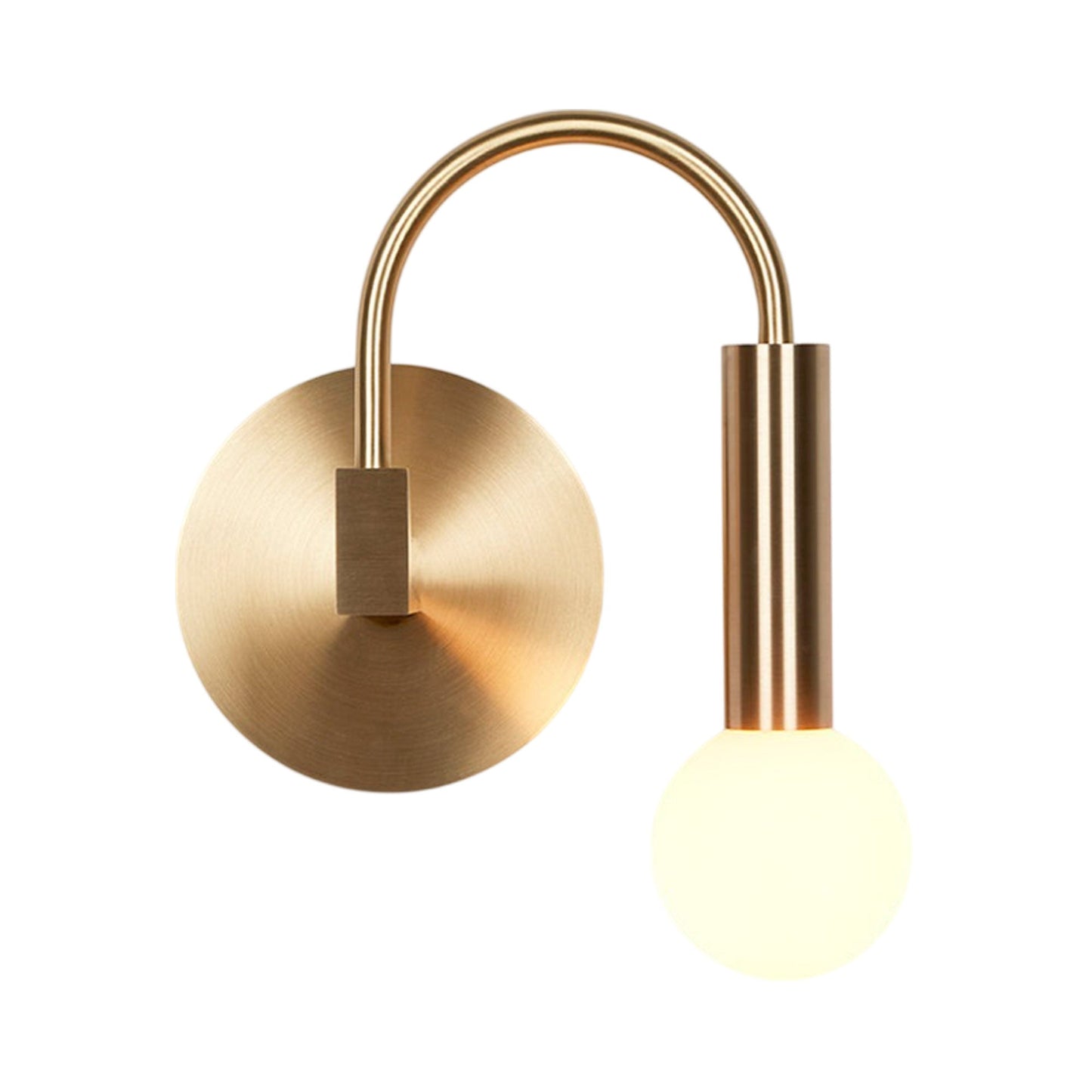Arch Wall Light in Unlacquered Brushed Brass/Facing Right.