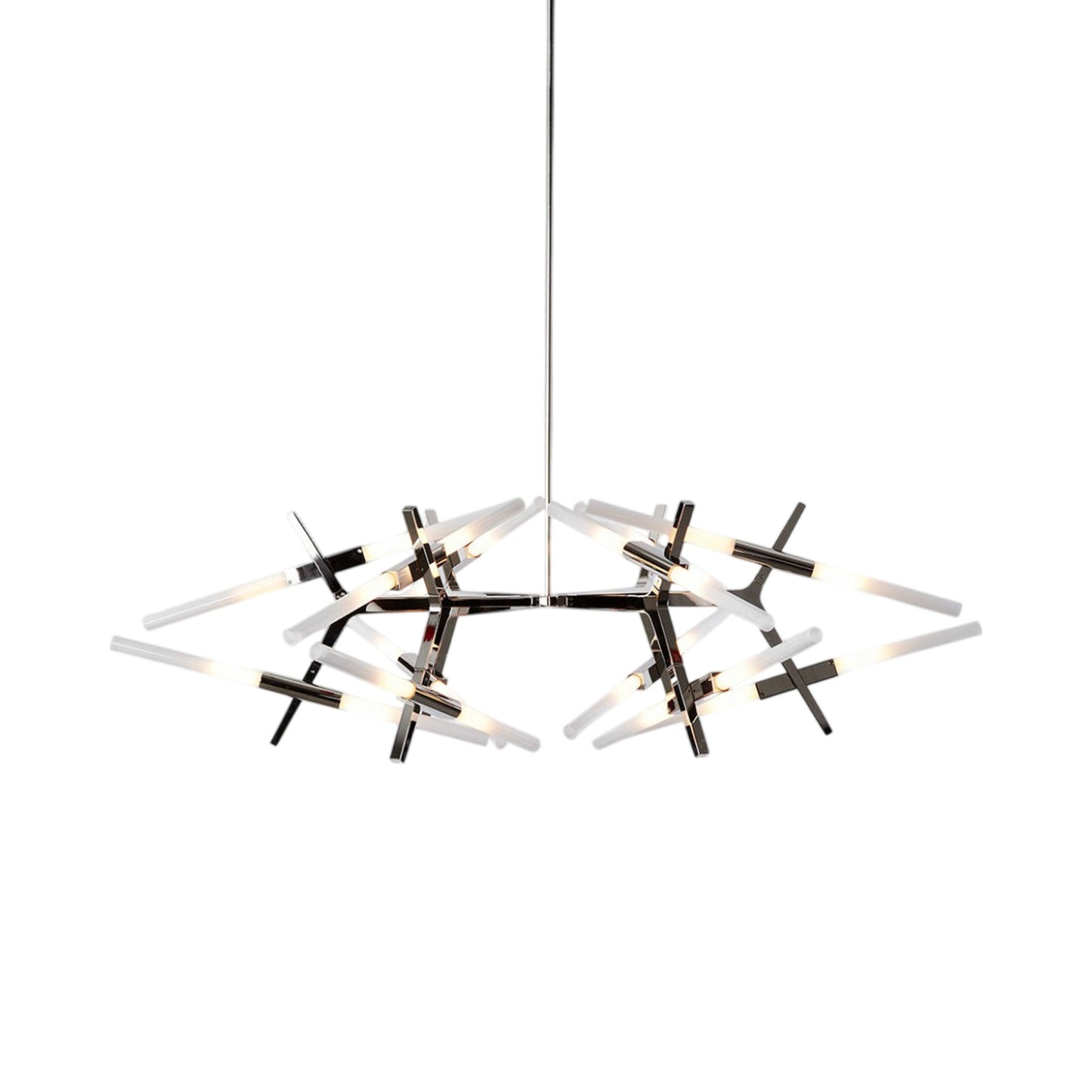 Astral Agnes Chandelier in Polished Nickel/Straight-cut (24-Light).