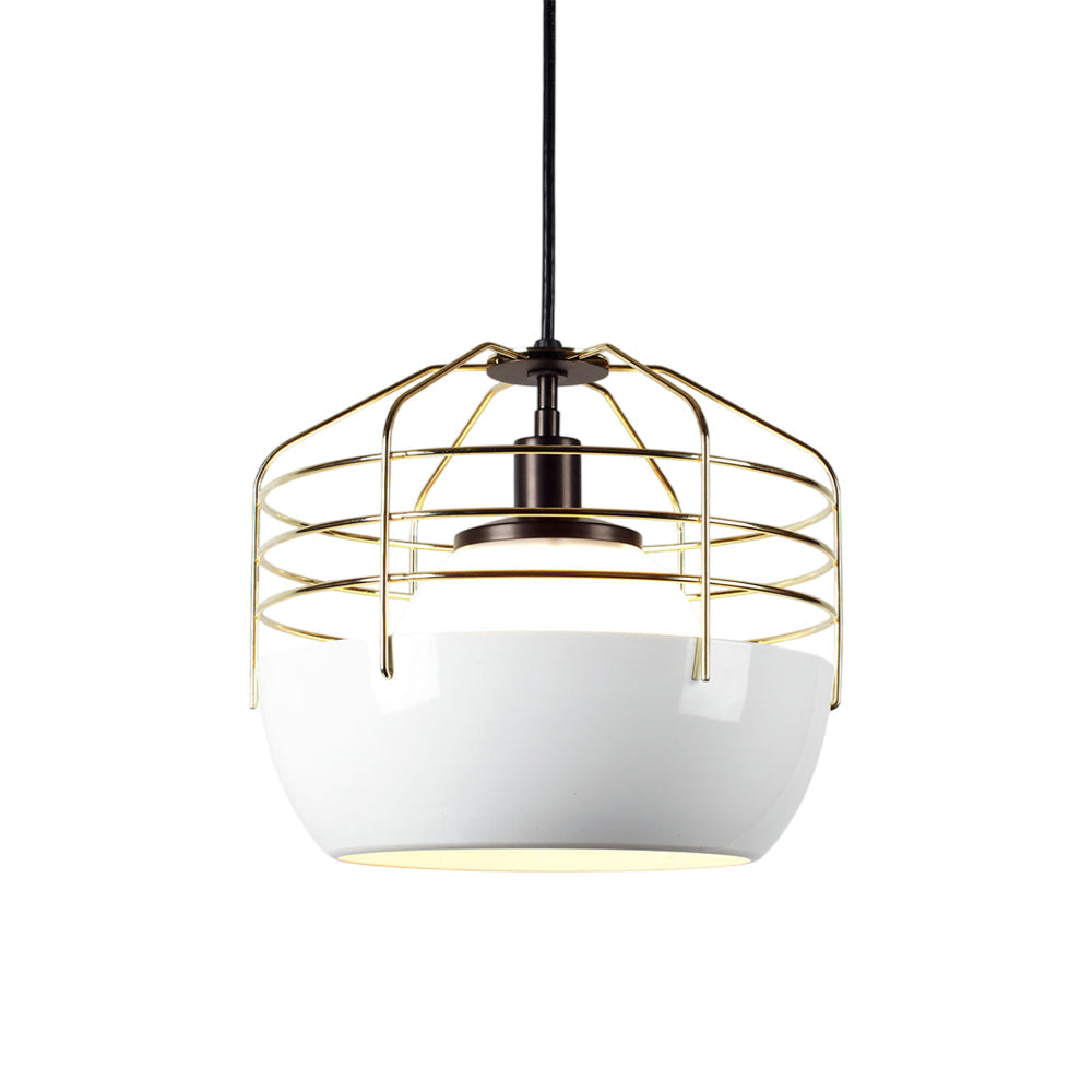 Bluff City Pendant Light in White/Brass (14-Inch).