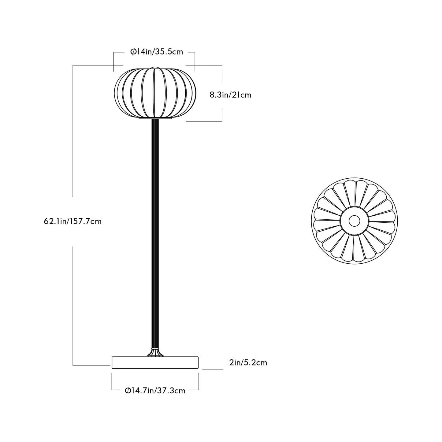 Cloud LED Floor Lamp - line drawing.