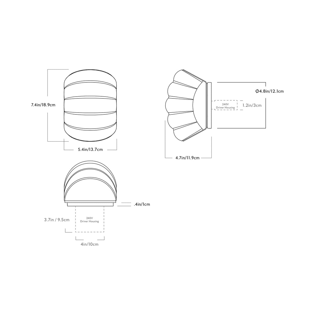 Cloud LED Wall Light - line drawing.