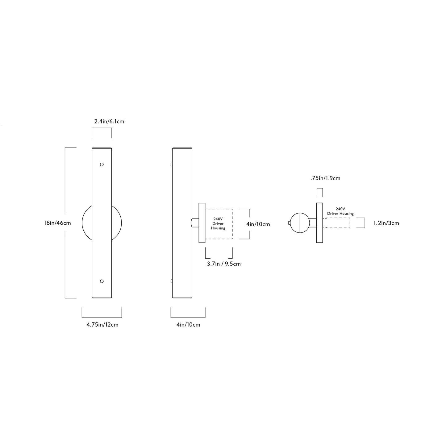 Counterweight Circle LED Wall Light - line drawing