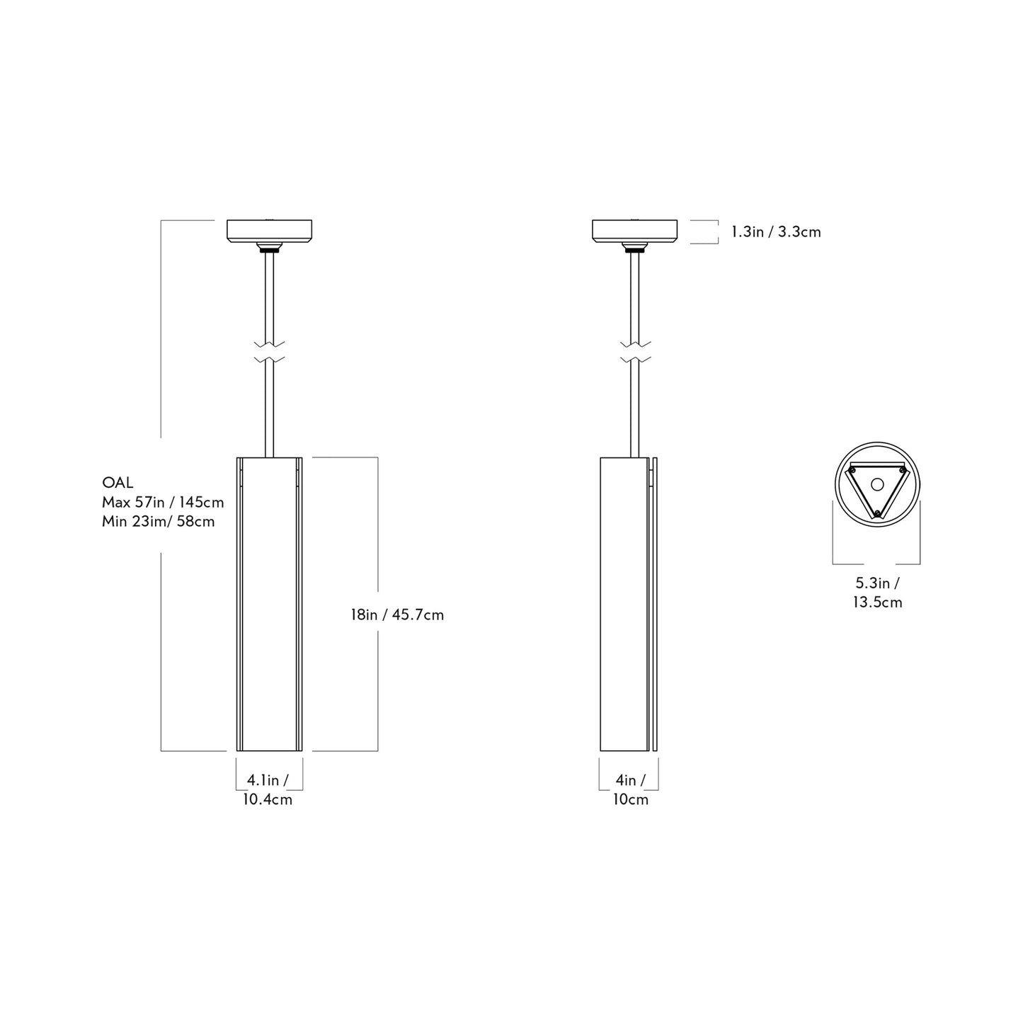 Delta LED Pendant Light - line drawing.