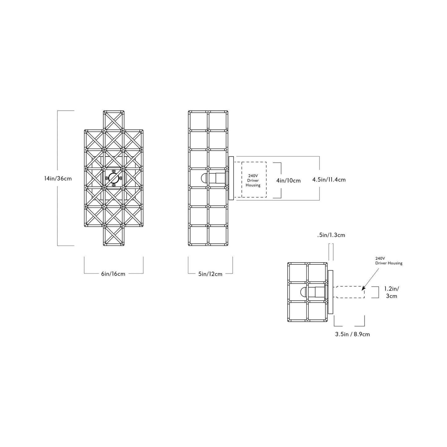 Gridlock Wall Light - line drawing.