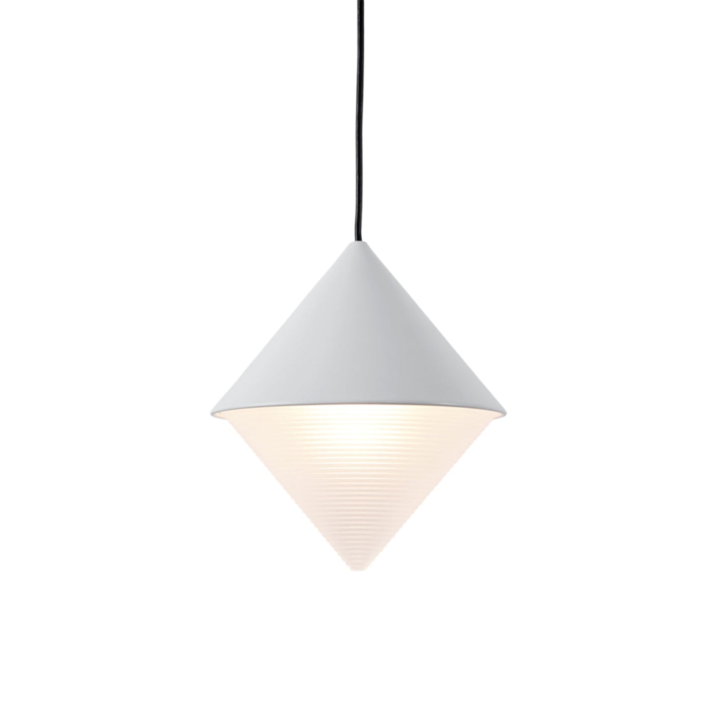 Half and Half Cone Pendant Light in White.