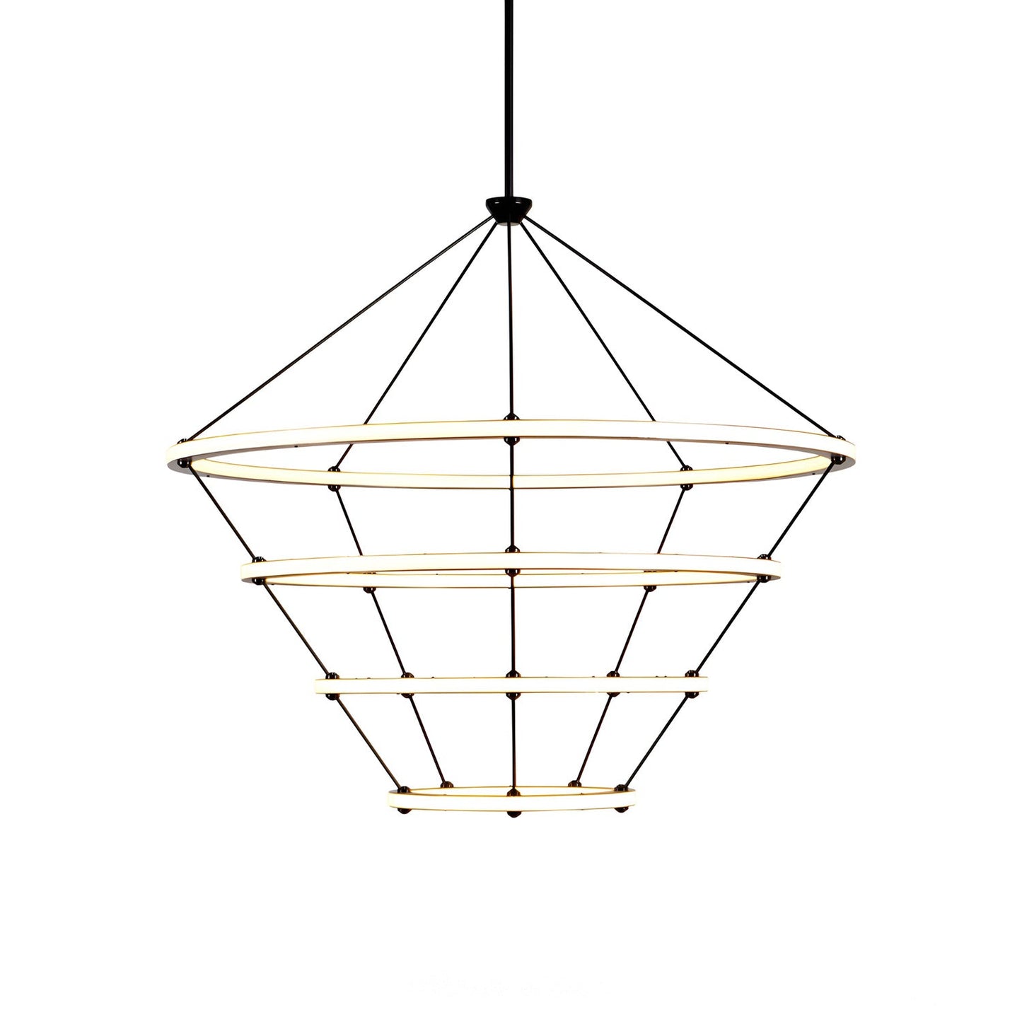 Halo LED Chandelier in Matte Black (4-Ring).