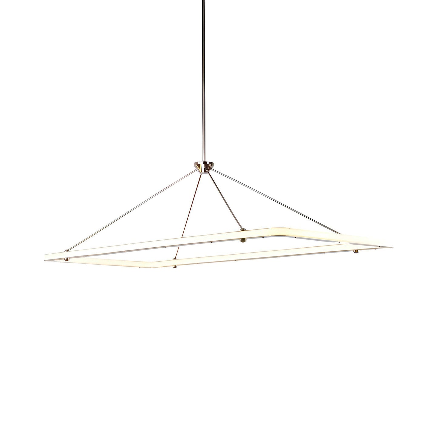 Halo Rectangle LED Pendant Light in Polished Nickel.