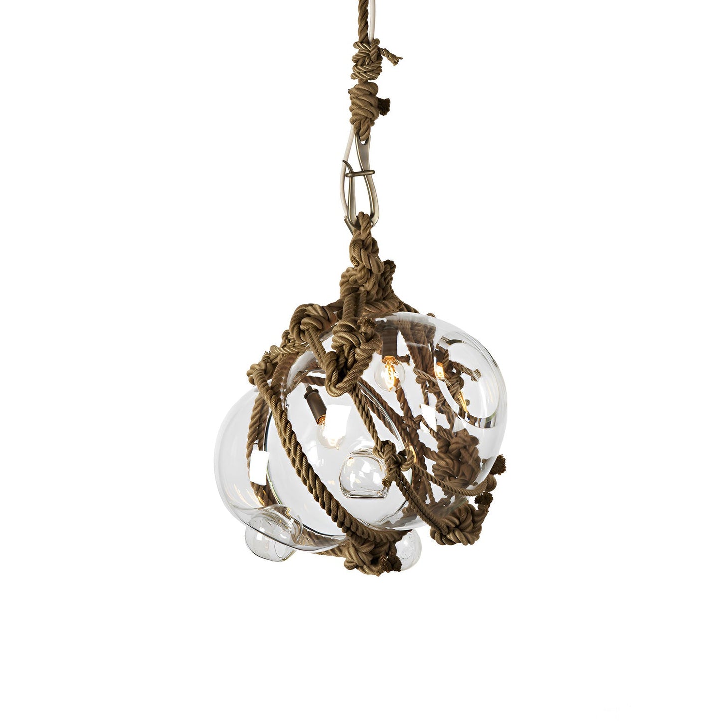 Knotty Bubbles Pendant Light in Khaki/Clear (Large).