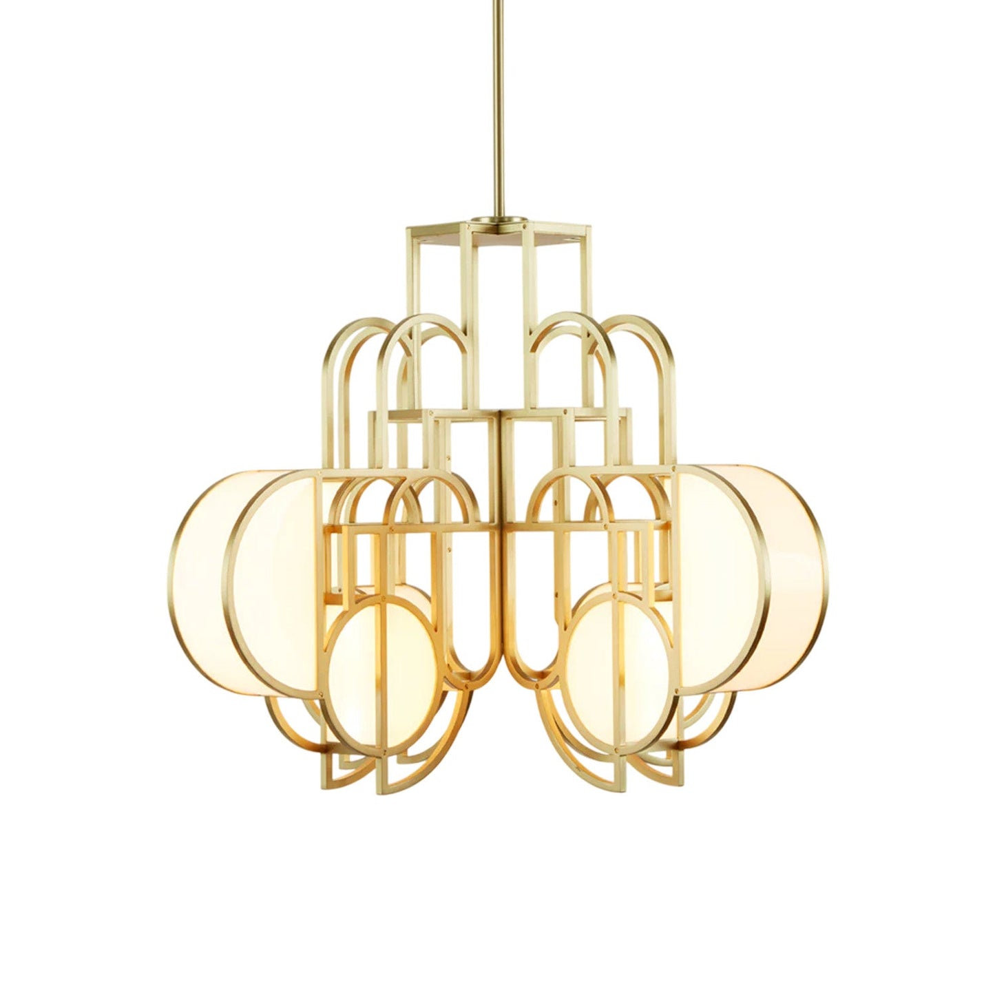 Moonrise LED Chandelier in Brushed Brass.