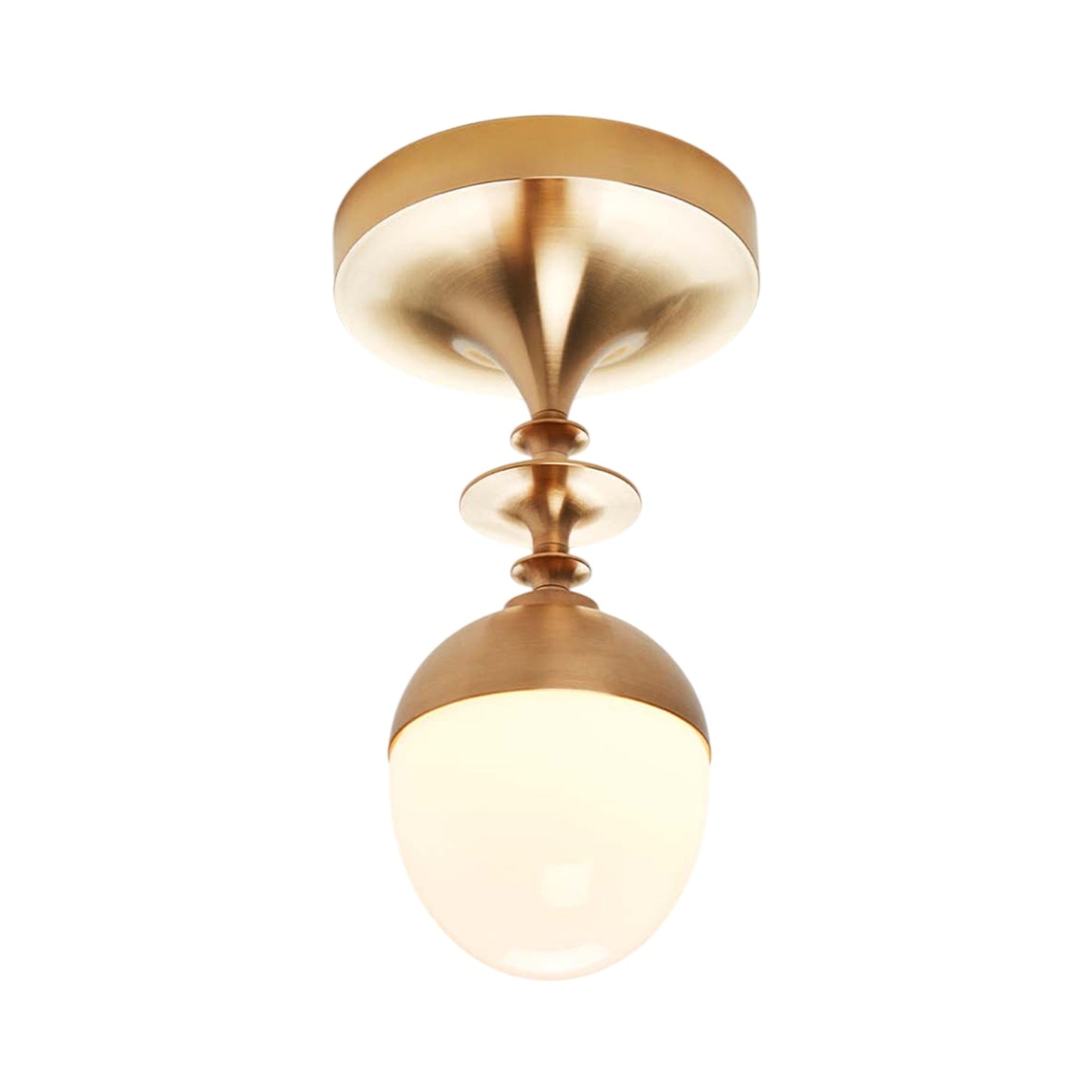 Rue Sala LED Flush Mount Ceiling Light in Unlacquered Brushed Brass (Opal Glass).