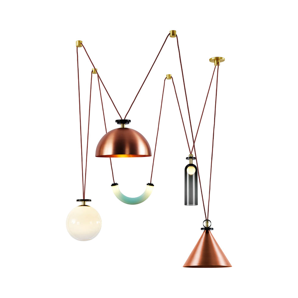Shape Up Hemisphere Multi-Light Pendant Light in Brushed Copper/Brushed Copper/Currant.
