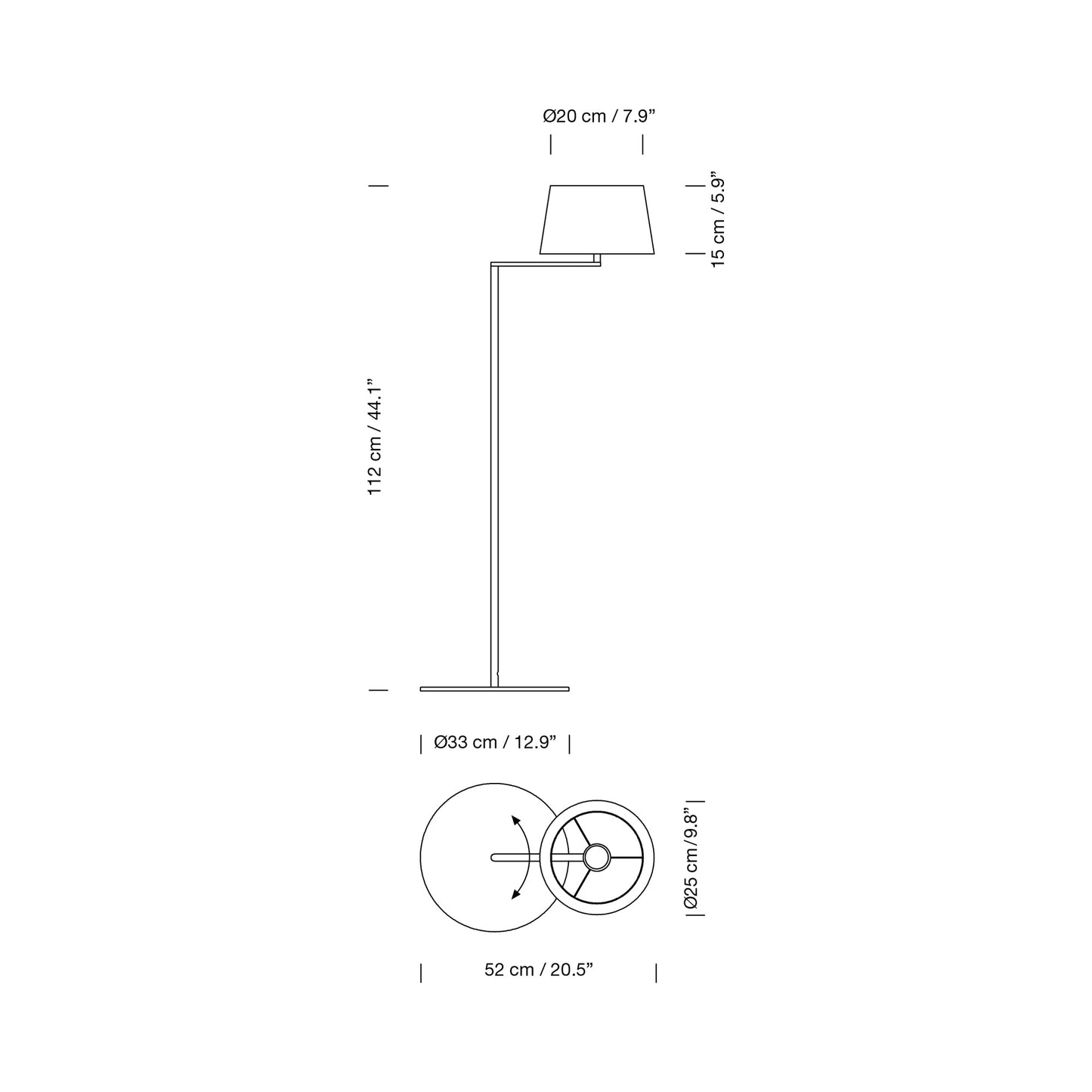 Americana Floor Lamp - line drawing.
