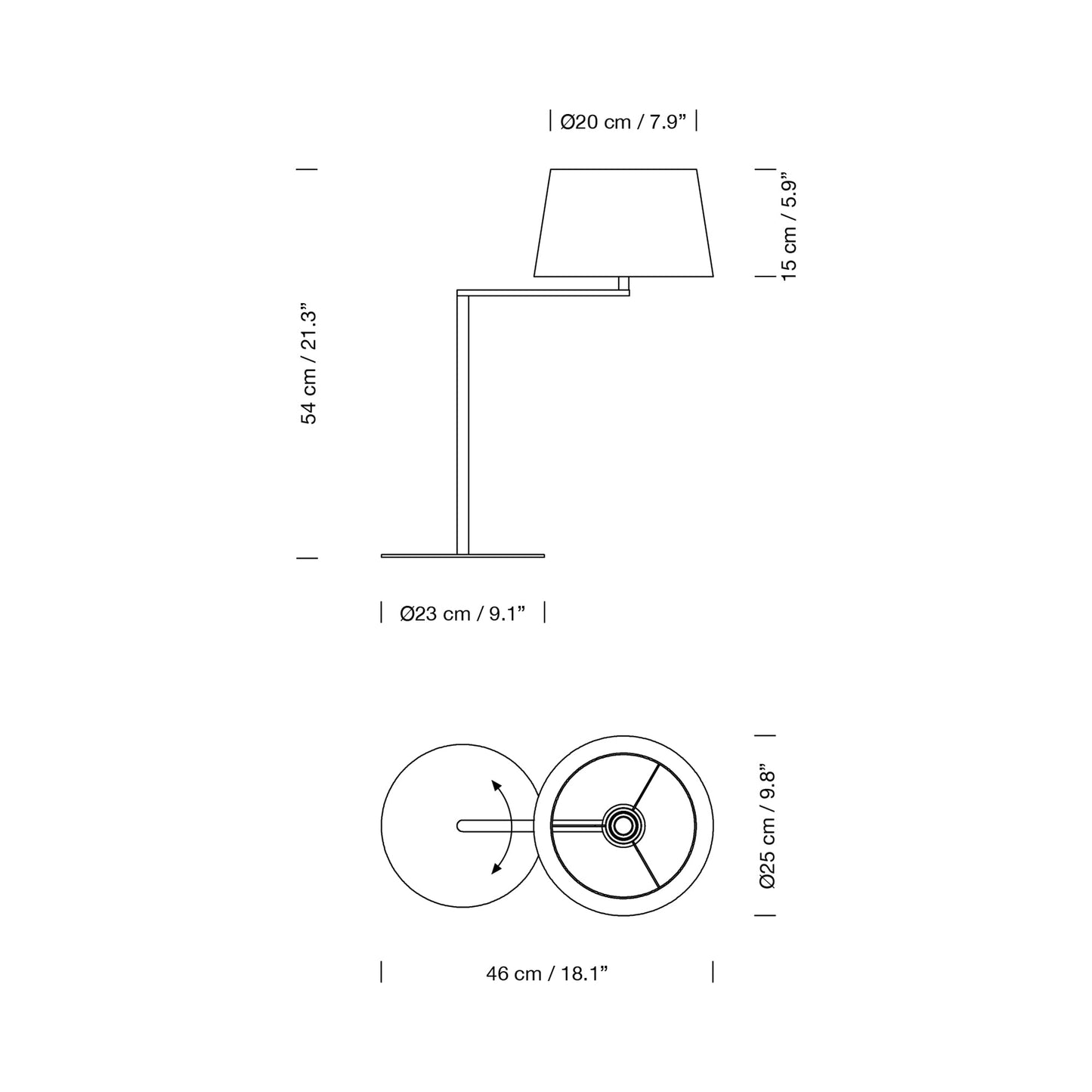 Americana Table Lamp - line drawing.