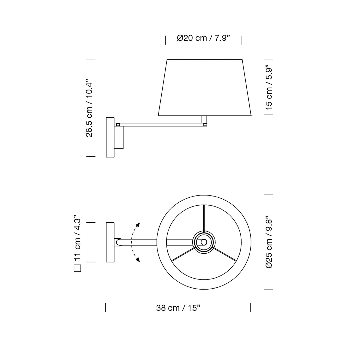 Americana Wall Light - line drawing.