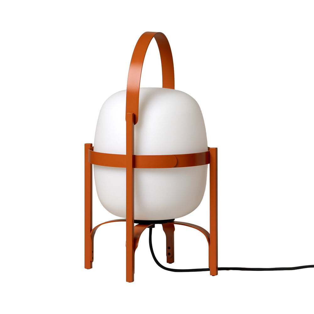 Cesta Outdoor Table Lamp in Reddish Orange.