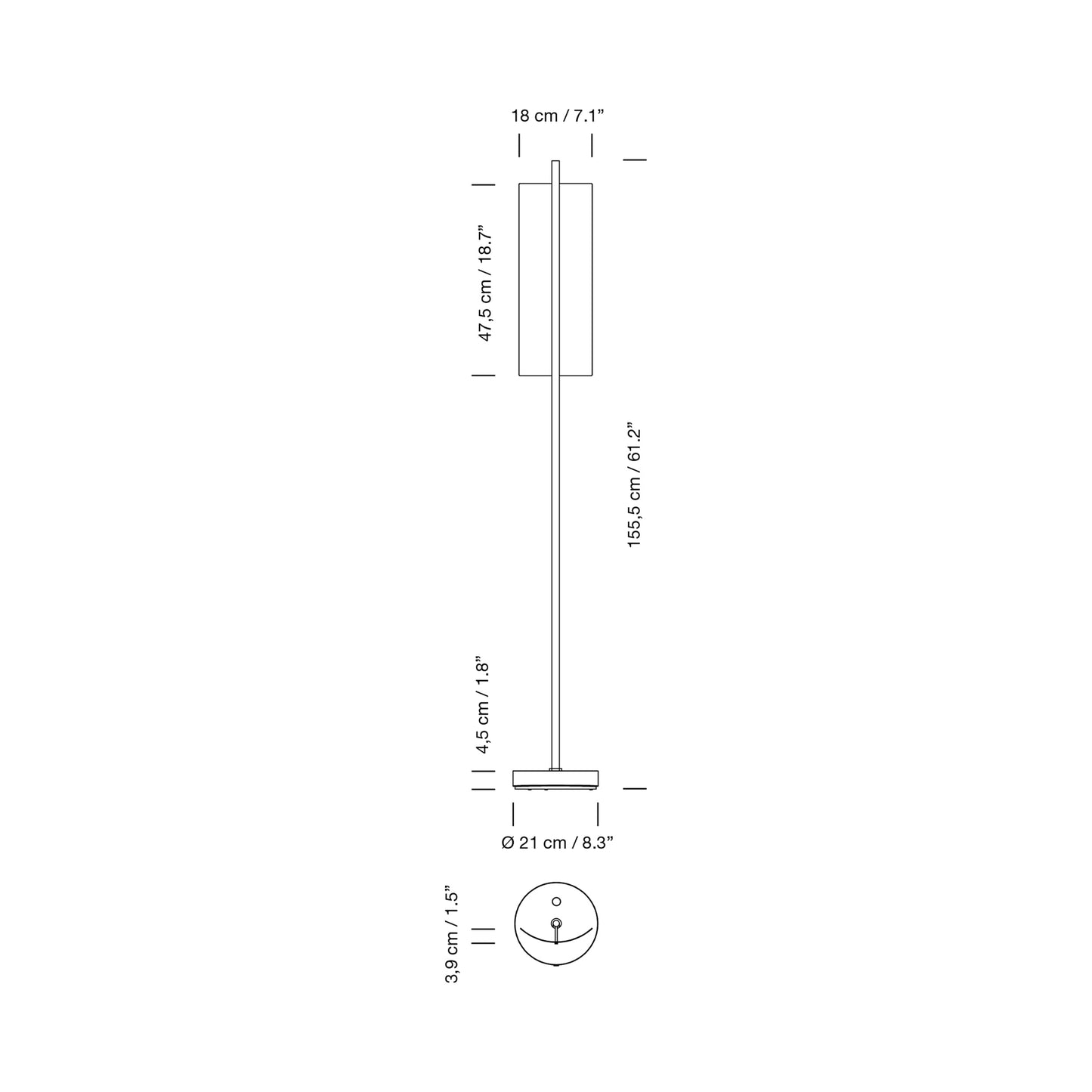 Lámina 45 LED Floor Lamp - line drawing.