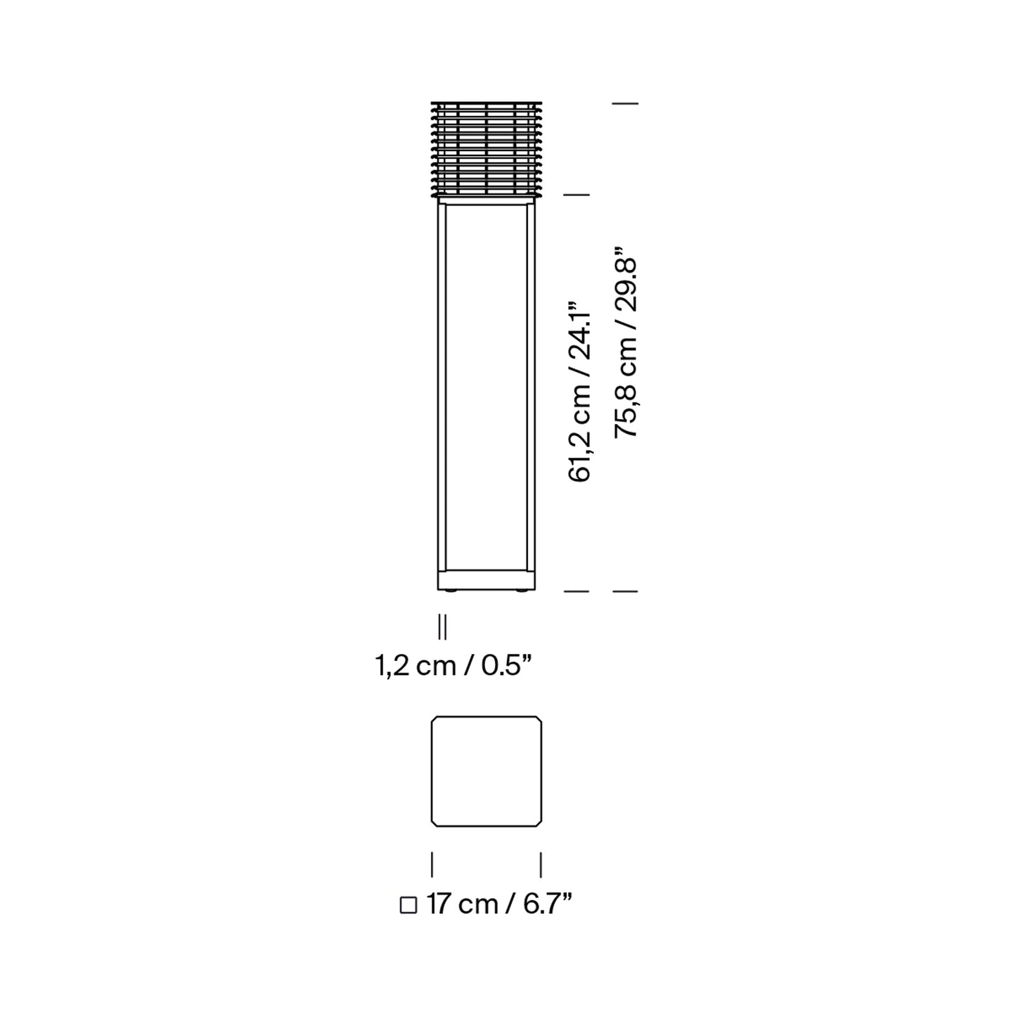 Shiro 17 Alta Outdoor Floor Lamp - line drawing.